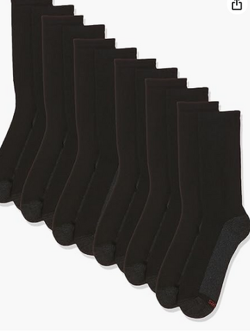 Hanes Men's Max Cushioned Crew Socks, Moisture-Wicking with Odor Control, Multi-Pack
